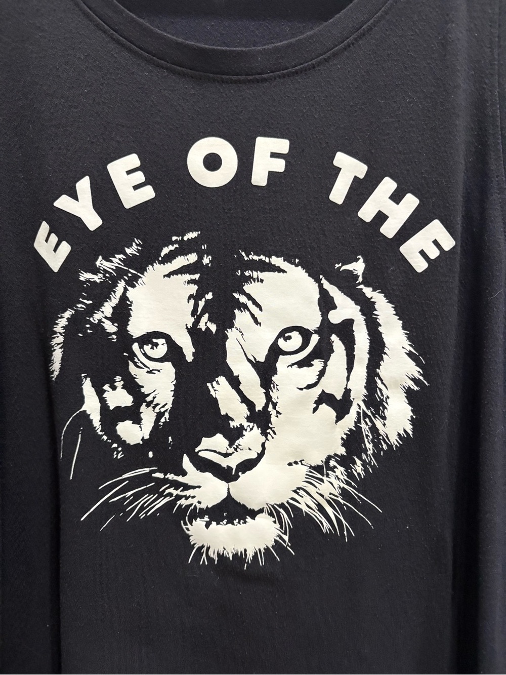 Athletic Works black Eye of the Tiger tank top with tiger face in medium 8-10 - Picture 5 of 9